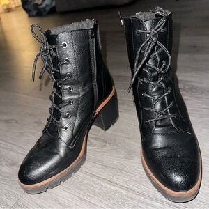 Black Faux Leather Ankle Boots